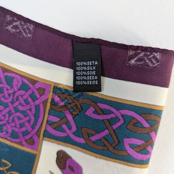 Vintage Celtic Renaissance Silk Scarf Knotwork Dragon Rectangle - Picture 6 of 7